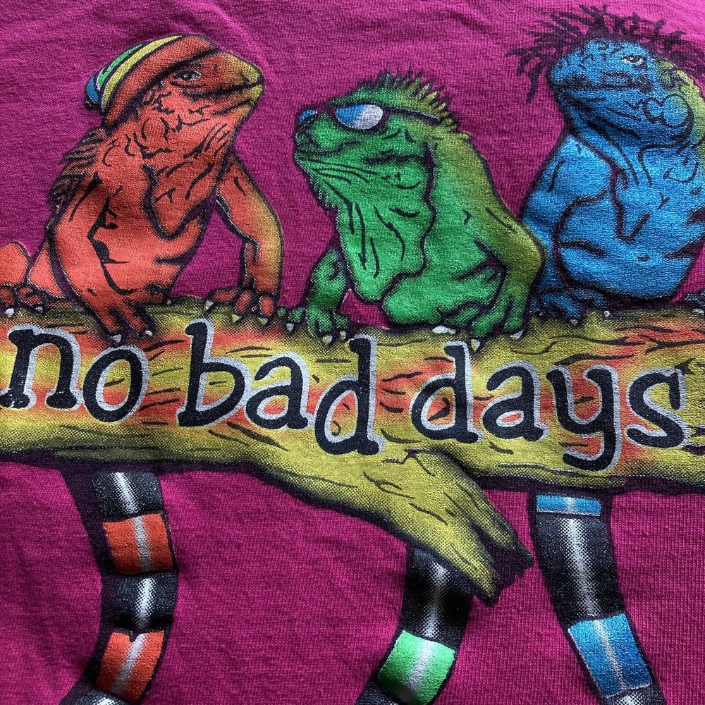 Vintage "No Bad Days" Tee Men's Sm/Women's Med Baja Mexico HotPink Tres Iguanas